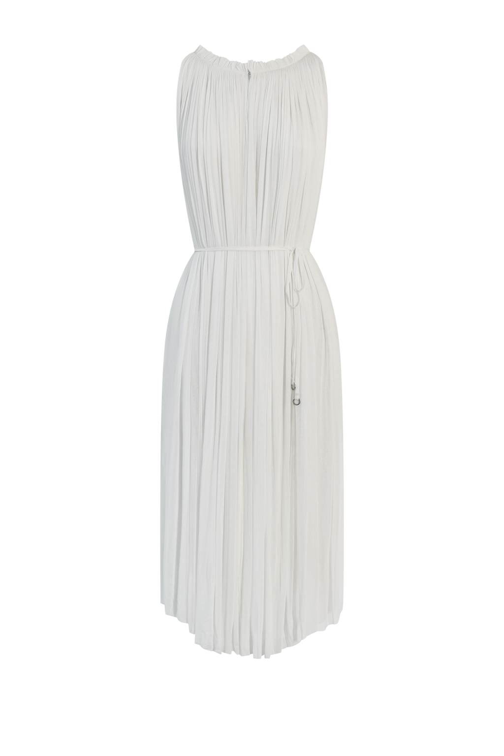 White Silk Tulle Halter Dress, floor-length 100% Grade 6A mulberry silk, HANNE BLOCH