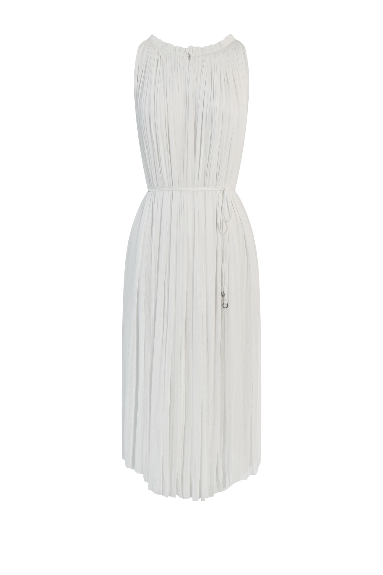 White Silk Tulle Halter Dress, floor-length 100% Grade 6A mulberry silk, HANNE BLOCH
