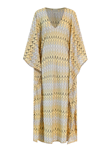 Yellow Knit Kaftan, one-size Italian knit, HANNE BLOCH
