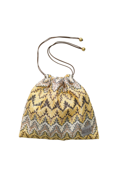 Yellow Knit Drawstring Bag, Italian knit, HANNE BLOCH