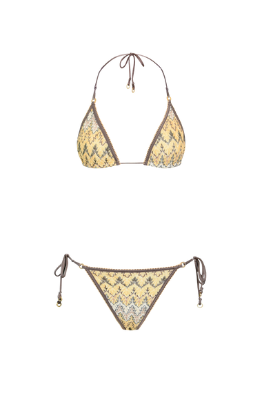Yellow Knit Triangle Bikini, Italian knit, HANNE BLOCH