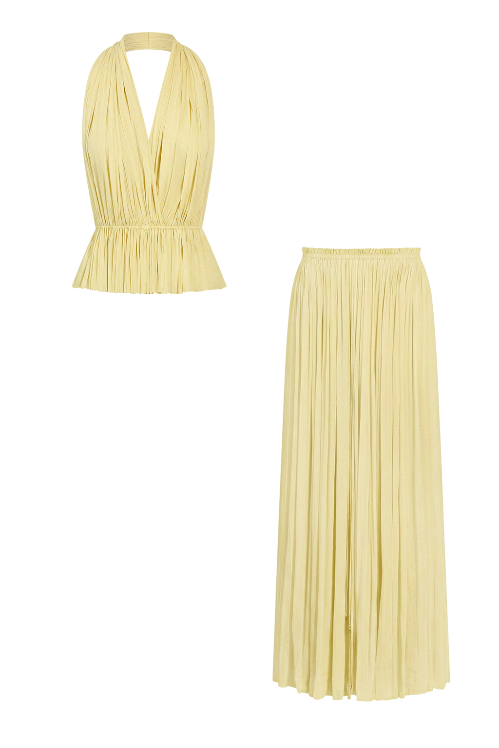 Yellow Silk Tulle Top & Skirt