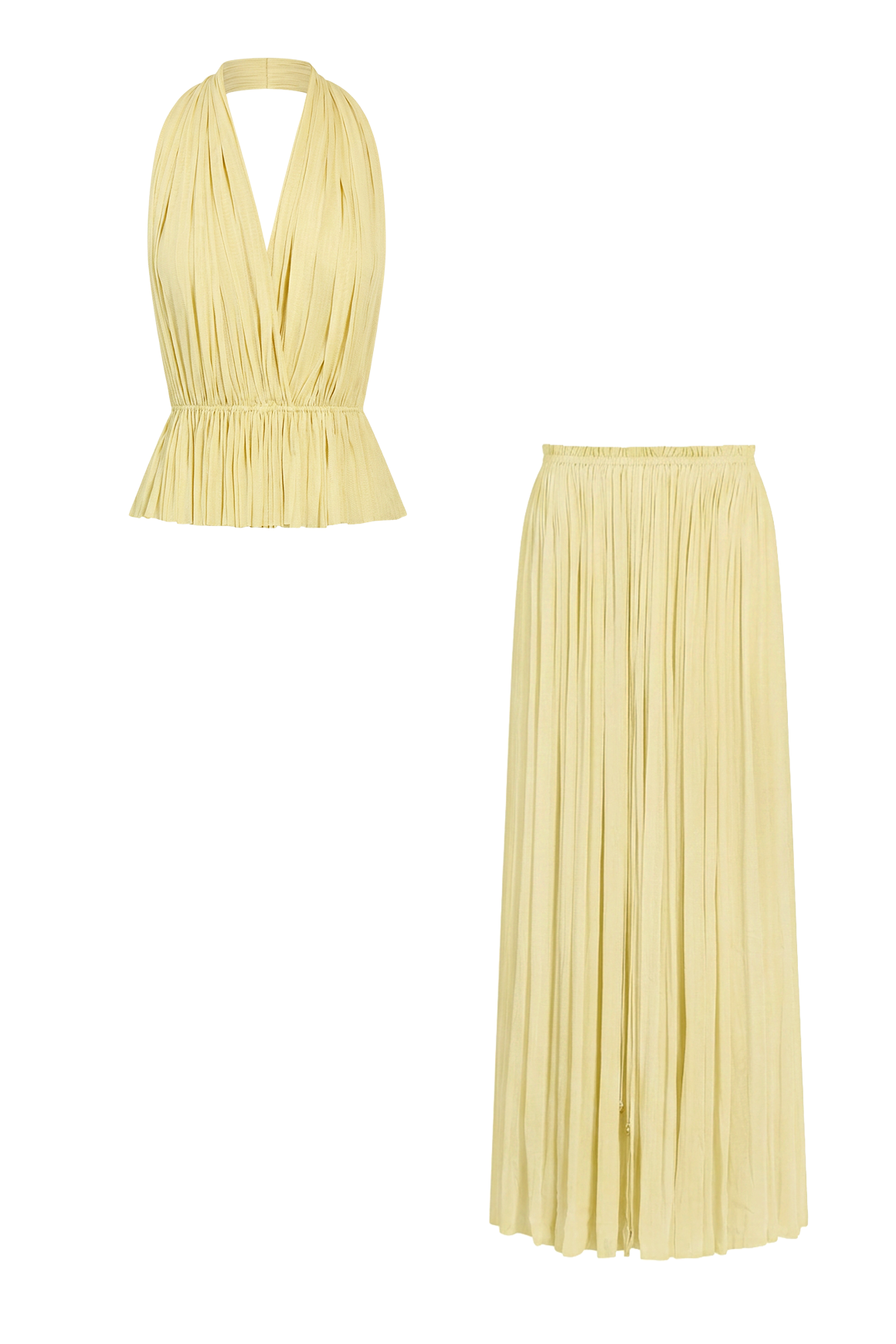 Yellow Silk Tulle Top & Skirt
