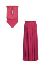 Pink Silk Bandeau Set, silk tulle skirt with bandeau silk swimsuit, HANNE BLOCH
