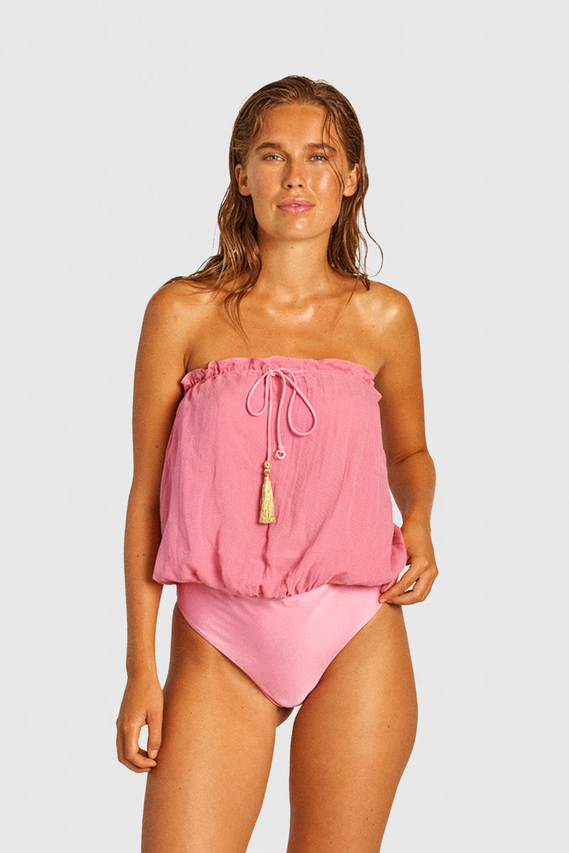 BubbleGum Bandeau Silk Swimsuit