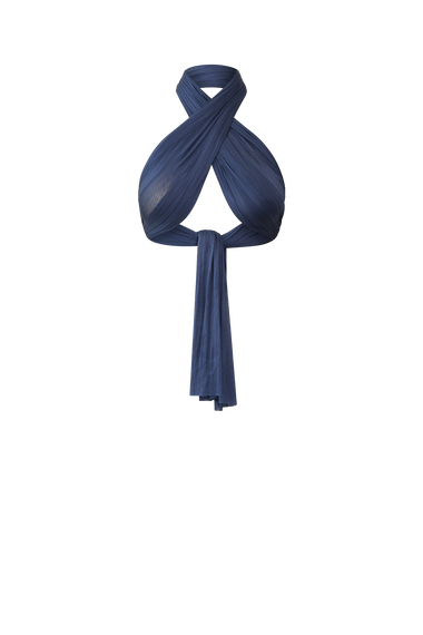 Ocean Blue Silk Tulle Scarf, raw-cut 100% Grade 6A mulberry silk tulle, image 4, HANNE BLOCH
