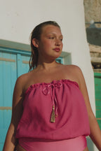 BubbleGum Bandeau Silk Swimsuit