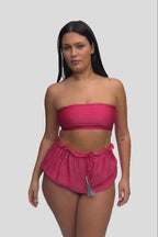 Pink Bandeau Silk Swimsuit with 100% Grade 6A silk top, image 11, HANNE BLOCH