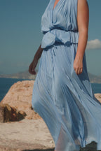 SkyBlue Silk Tulle Top