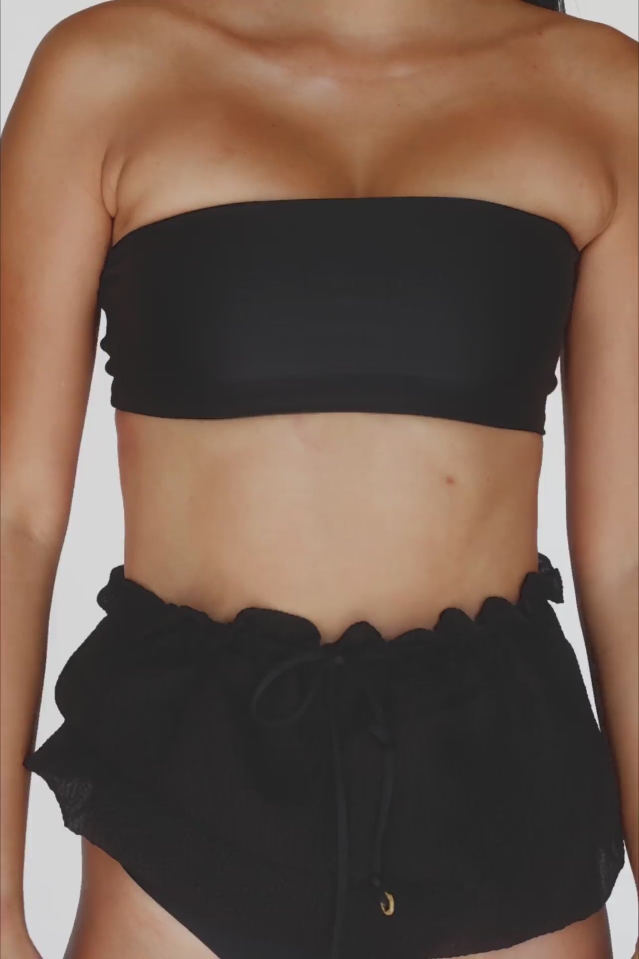 Black Bandeau Silk Swimsuit - Product - Hanne Bloch