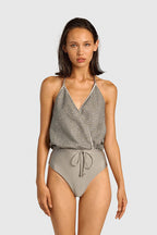 Silver Knit V-Swimsuit