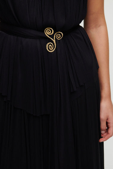 Swirl gold-plated pin, HANNE BLOCH