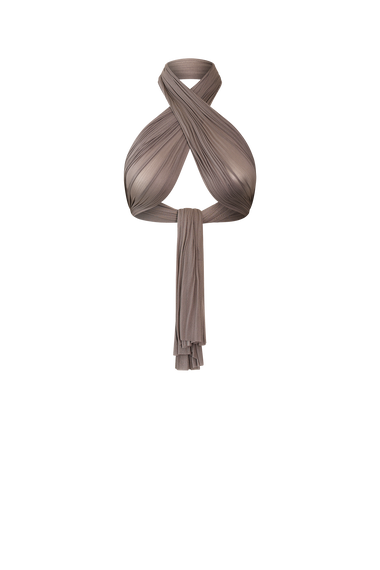 Taupe Silk Tulle Scarf, raw-cut 100% Grade 6A mulberry silk tulle, image 4, HANNE BLOCH