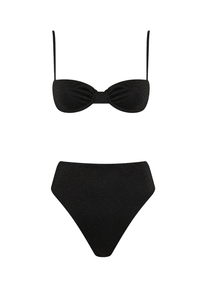 Black Glitter Balconette Bikini - Product - Hanne Bloch
