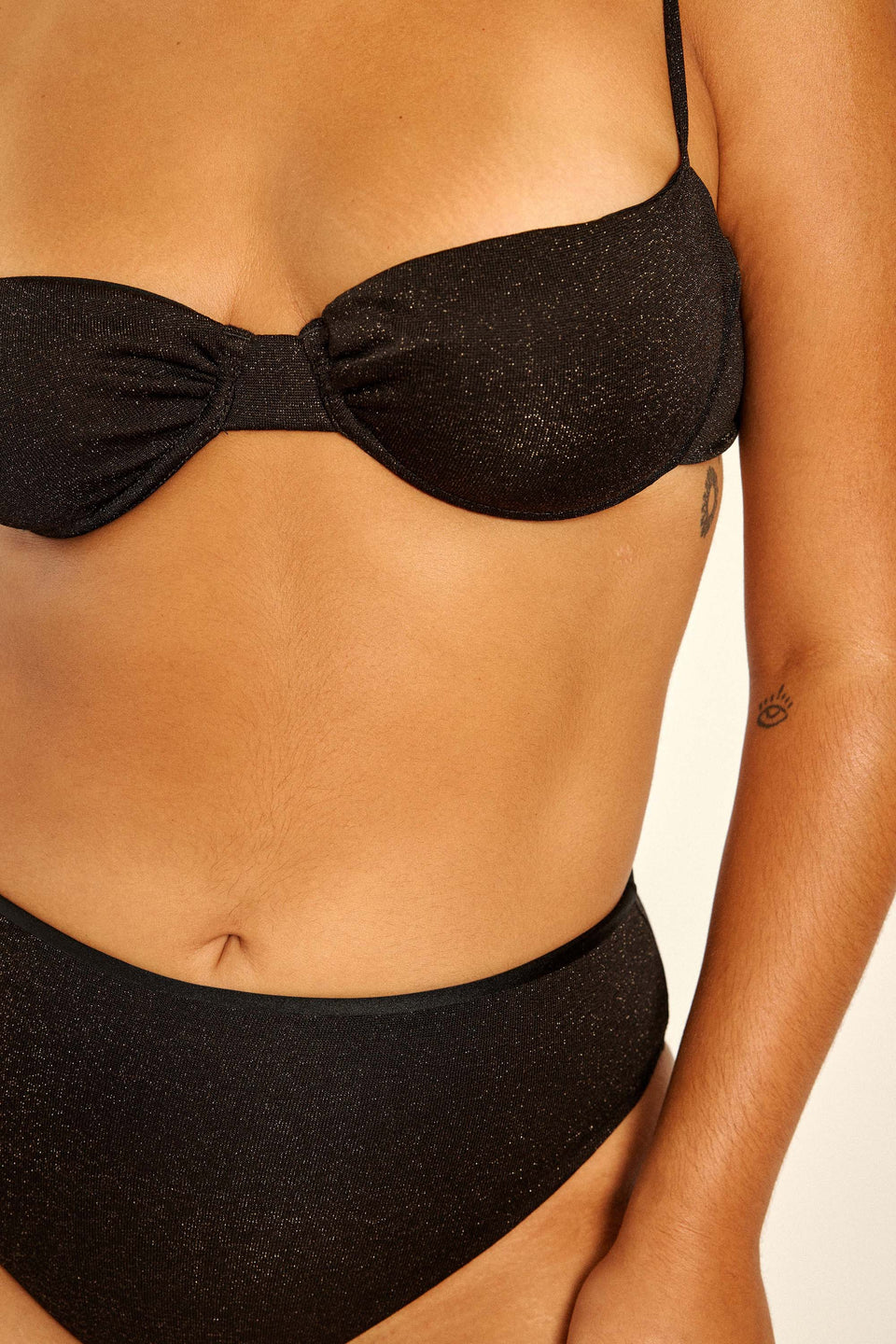 Great flattering fit Bikini two piece worn as top by plus size XL beautiful curvy model.