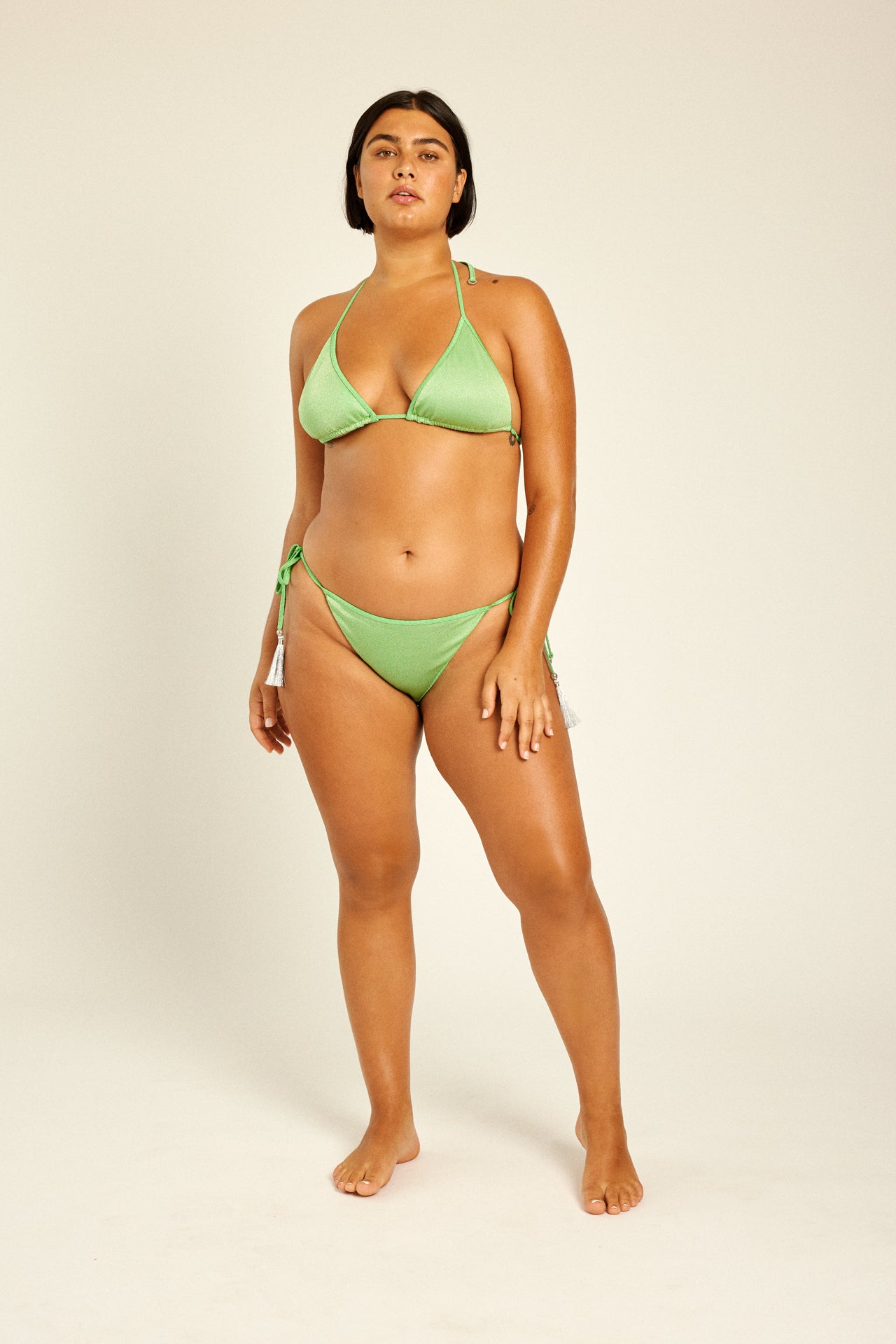 Mint Glitter Triangle Bikini