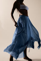 Blue Silk Tulle Skirt