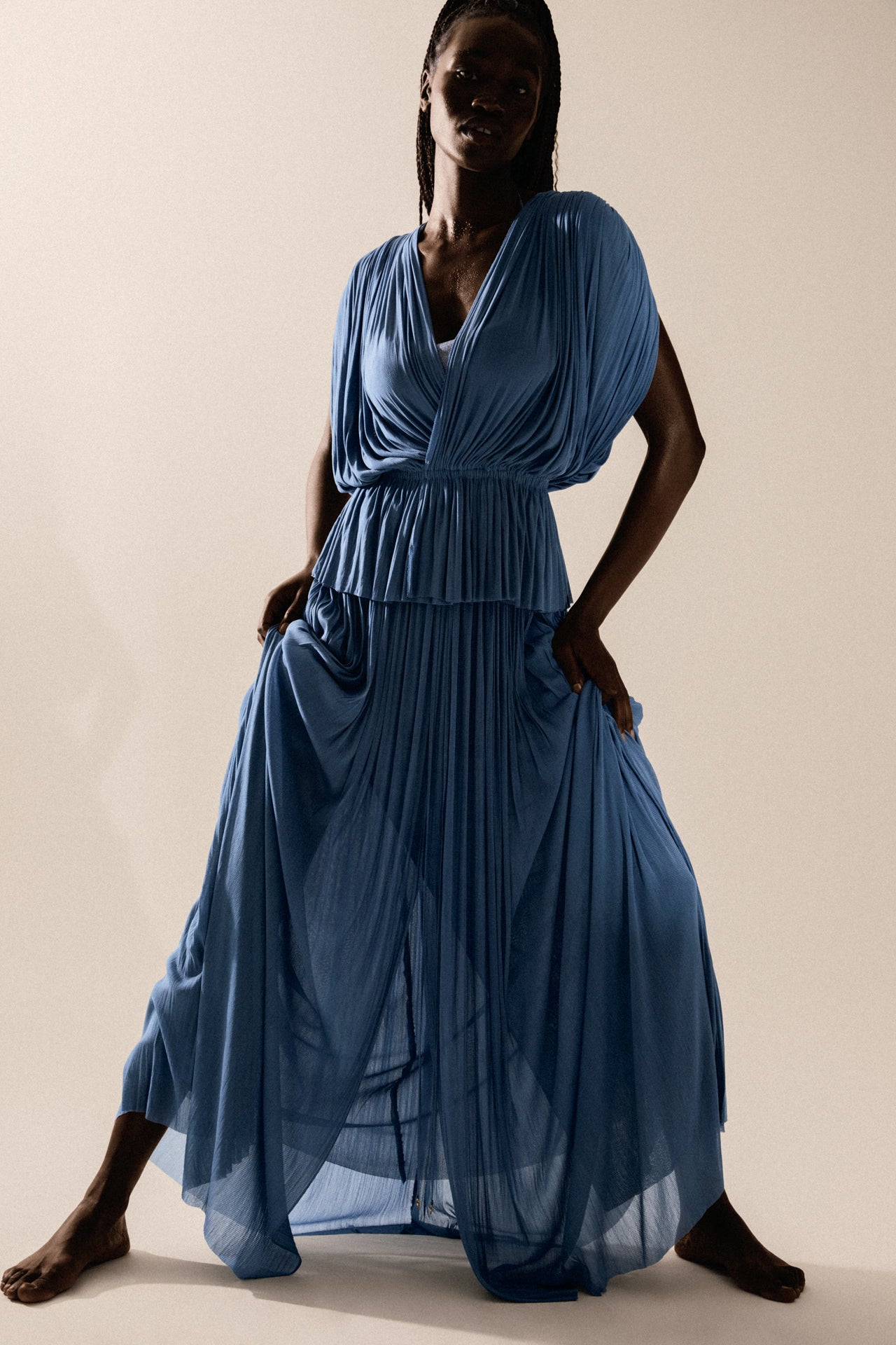 Blue Silk Tulle Skirt